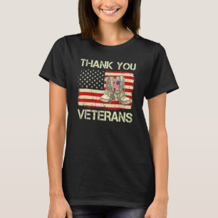 Camiseta Veterano Día Bandera Estadounidense Gracias Comba