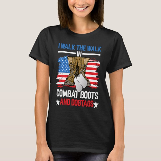 Camiseta Veterano Estadounidense Camino Por Los Boots De Co (Anverso)
