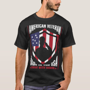 Camiseta Veterano Estadounidense Hecho En Eeuu Servir Con H