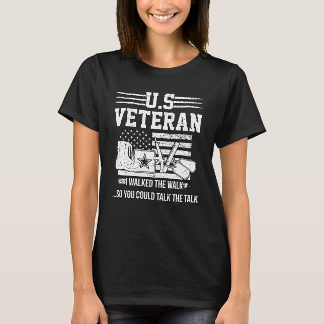 Camiseta Veterano Estadounidense Que Caminé Para Que Pudier (Anverso)
