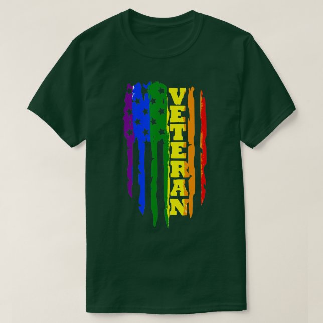 Camiseta Veterano LGB Orgullo gay Arcoiris Bandera Estadoun (Diseño del anverso)