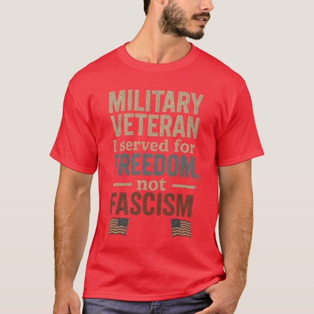 Camiseta Veterano militar por la libertad no por el fascism (Anverso)