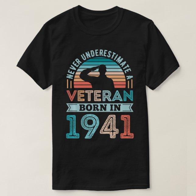 Camiseta Veterano nacido en 1941 80º cumpleaños regalo mili (Diseño del anverso)