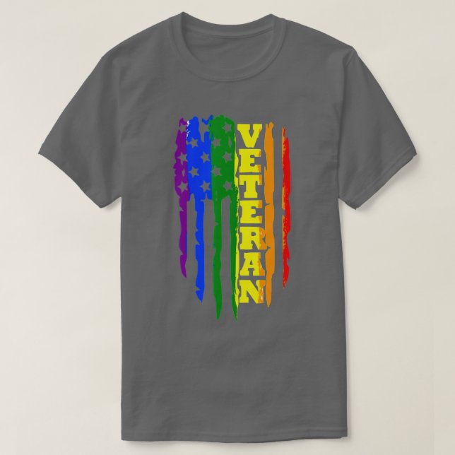 Camiseta Veterano Orgullo Gay LGBT Ejército de la bandera a (Diseño del anverso)