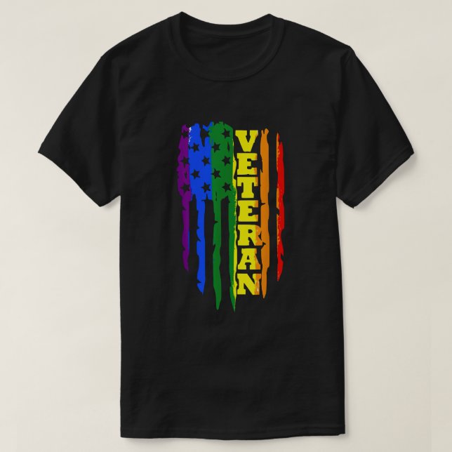 Camiseta Veterano Orgullo Gay LGBT Ejército de la bandera a (Diseño del anverso)