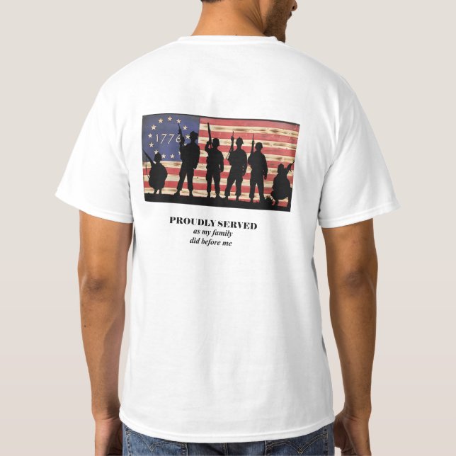 Camiseta Veterano orgulloso de la bandera estadounidense de (Reverso)