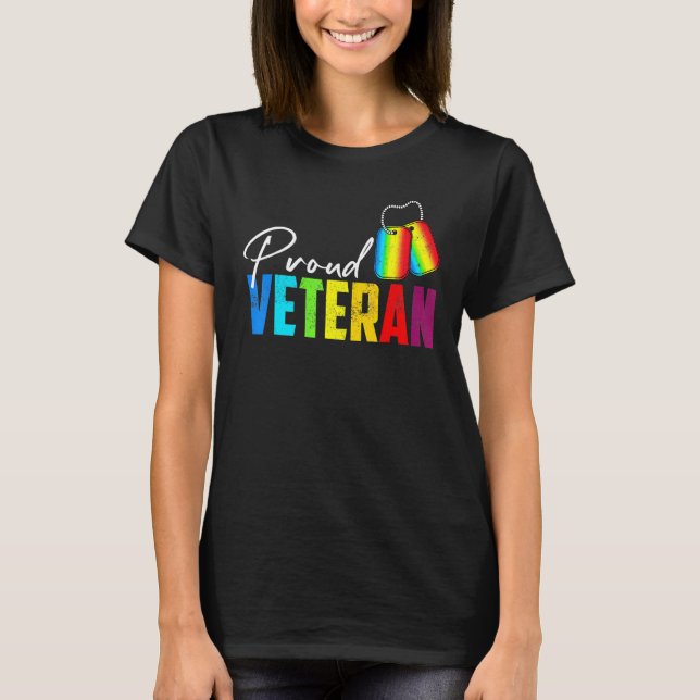 Camiseta Veterano orgulloso transmilitar LGBTQ Rainbow Gay  (Anverso)