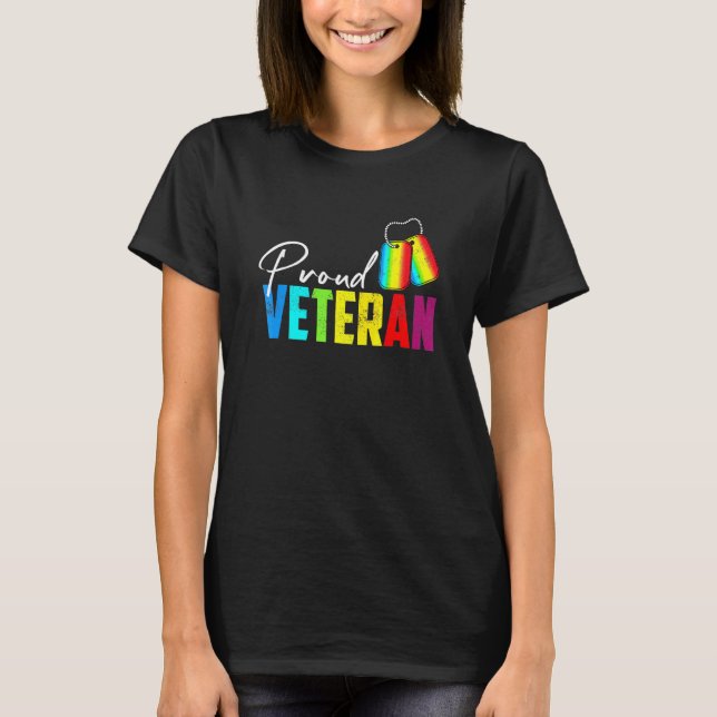 Camiseta Veterano orgulloso transmilitar LGBTQ Rainbow Gay  (Anverso)