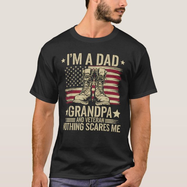 Camiseta Veterano papá Abuelo Bandera Americana Combate Boo (Anverso)