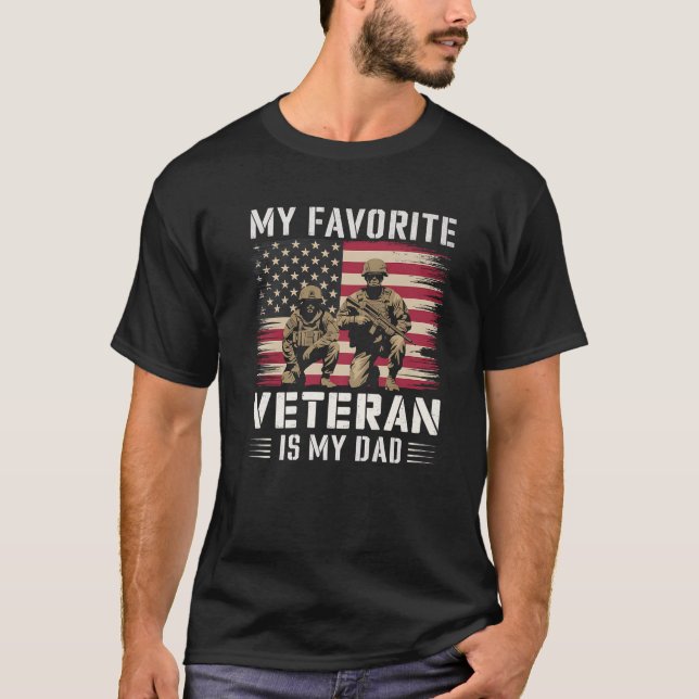 Camiseta Veterano papá Bandera Americana Orgulloso Niño Mil (Anverso)