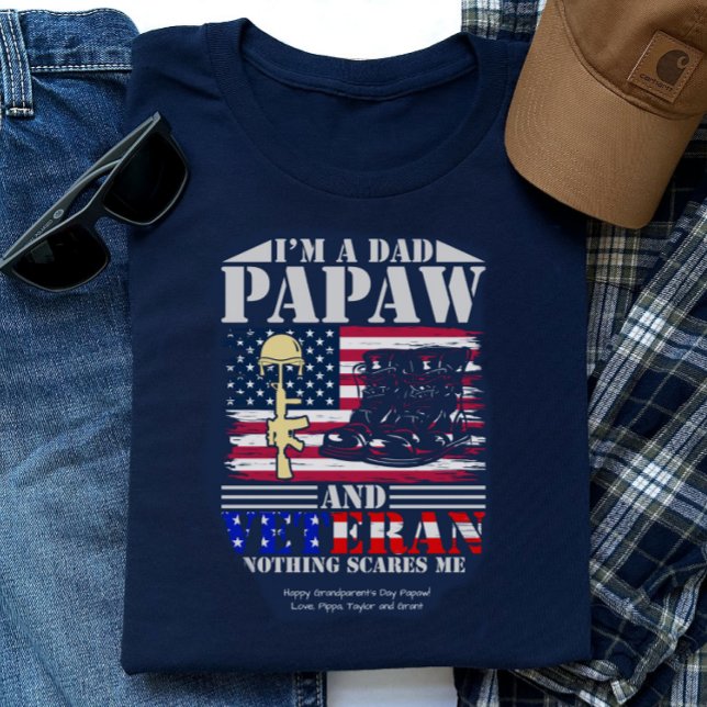 Camiseta Veterano Papá Papaw Nada Me Da Miedo Personalizabl (Veteran Dad Papaw Nothing Scares Me Customizable T-Shirt
)