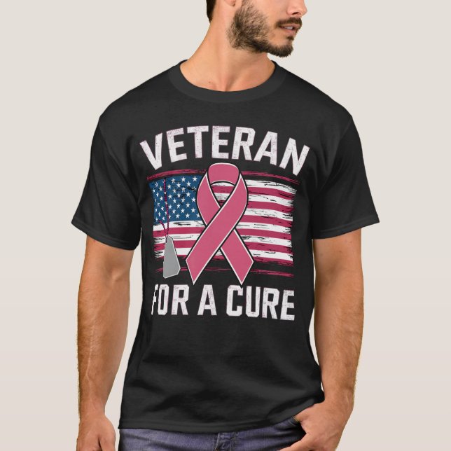 Camiseta Veterano Para Un Regalo De Cure De Cinta Rosa De C (Anverso)