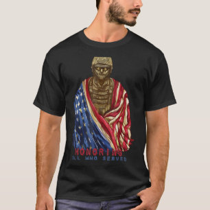 Camiseta Veterano Patriota Estadounidense Bandera Honrando