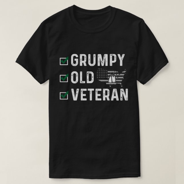 Camiseta Veterano regalo, viejo y gruñón veterano (Diseño del anverso)