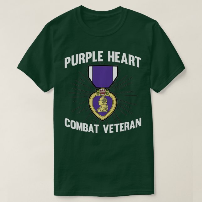 Camiseta Veterano soldado de combate cardíaco púrpura  (Diseño del anverso)
