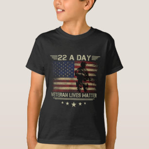 Camiseta Veterano vive 22 días Conciencia sobre el suicidio