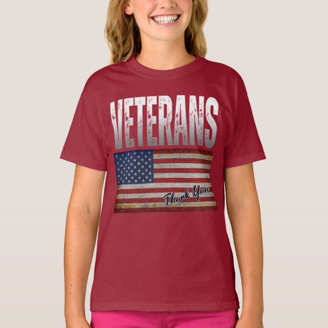 CAMISETA VETERANOS DE BANDERA ESTADOUNIDENSES GRACIAS 4 DE  (Anverso)