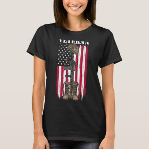 Camiseta Veteranos De Ee.Uu. Boots De Combate Etiqueta De P