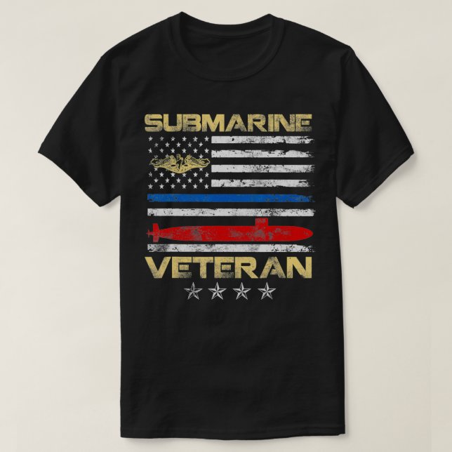 Camiseta Veteranos de la antigua submarina de la bandera es (Diseño del anverso)