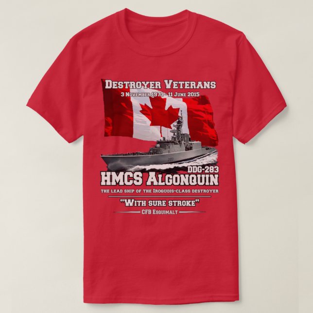 Camiseta Veteranos de la destrucción de Algonquin de HMCS (Diseño del anverso)
