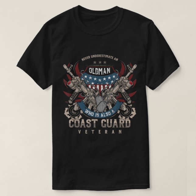 Camiseta Veteranos de la Guardia Costera nunca subestiman a (Diseño del anverso)