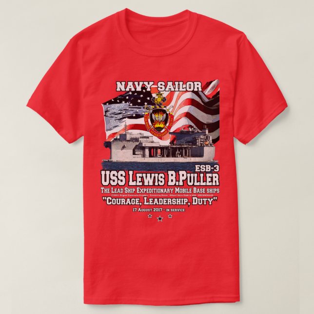 Camiseta Veteranos de la nave naval USS Lewis B Puller ESB3 (Diseño del anverso)