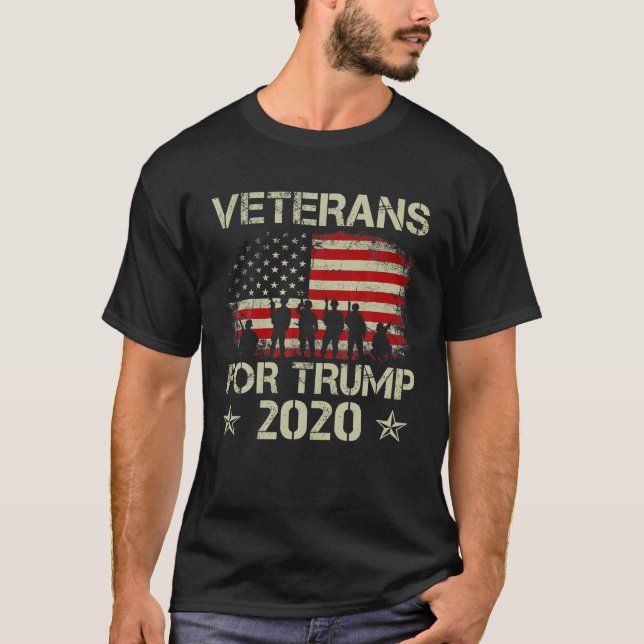 Camiseta Veteranos De Trump 2020: La Antigua Bandera Estado (Anverso)