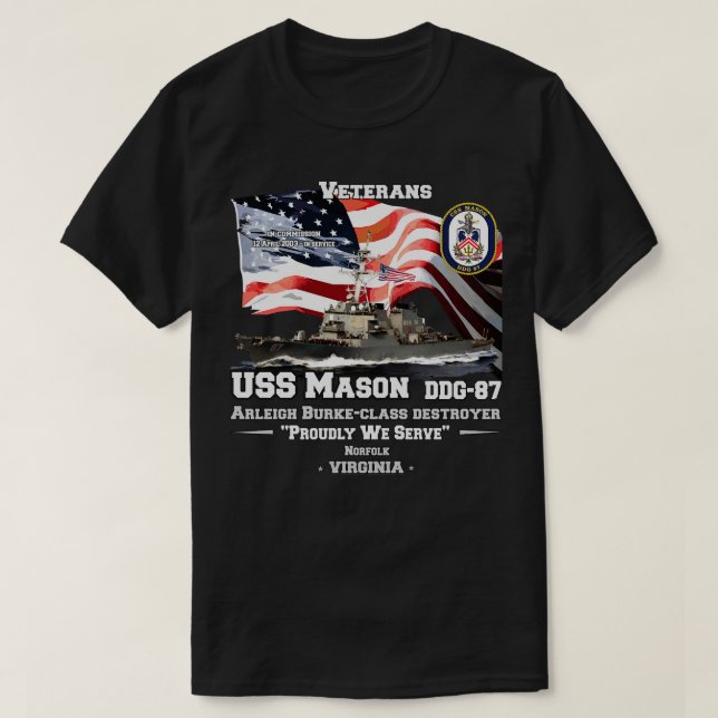 Camiseta Veteranos destructores de USS Mason (Diseño del anverso)