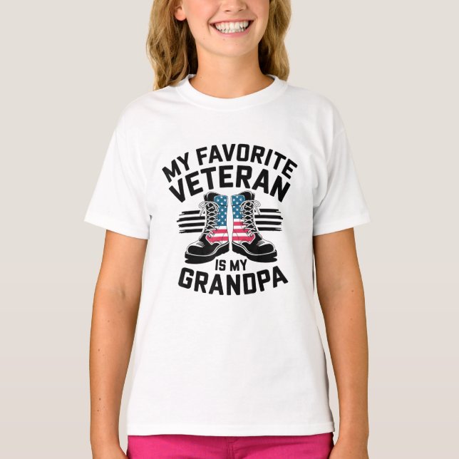 Camiseta Veteranos Padres Día Mi Veterano Abuelo Favorito (Anverso)