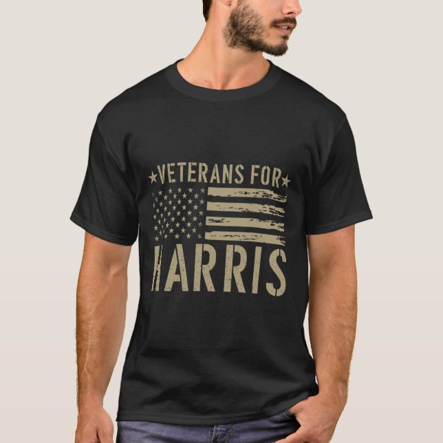 Camiseta Veteranos Para Harris 2024 Vets Militares Kamala H (Anverso)
