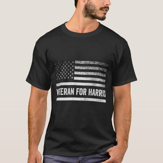 Camiseta Veteranos Para Harris Walz Elecciones De Bandera E (Anverso)