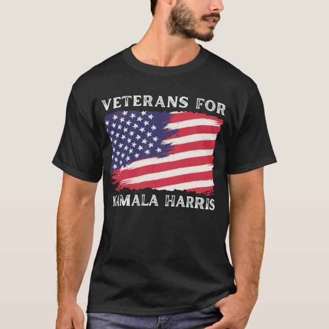 Camiseta Veteranos por Kamala Harris 2024 Bandera de Estado (Anverso)