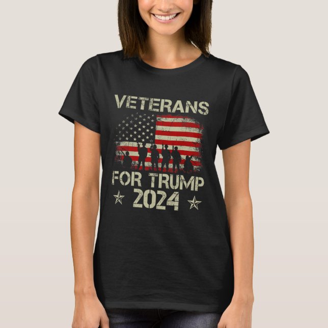 Camiseta Veteranos Por La Bandera Norteamericana Trump 2024 (Anverso)