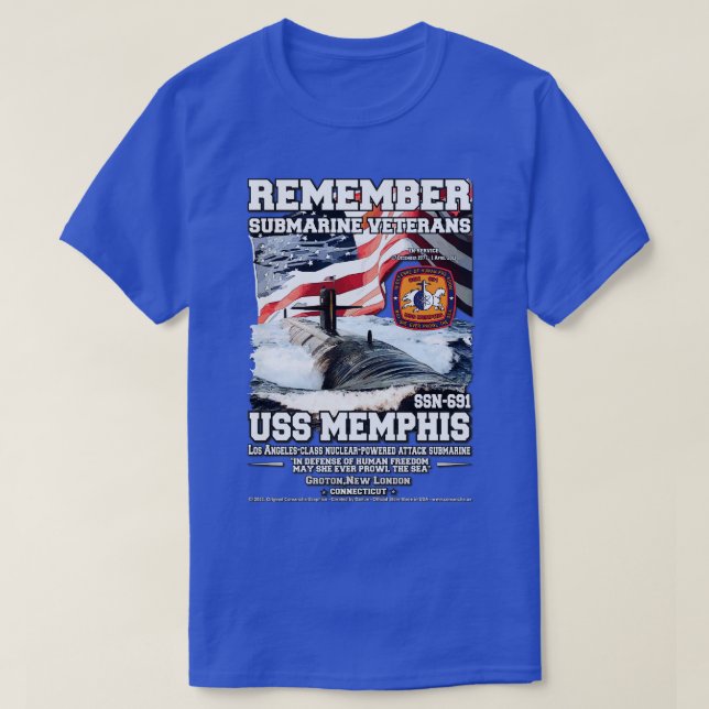 Camiseta Veteranos submarinos USS Memphis SSN691 (Diseño del anverso)