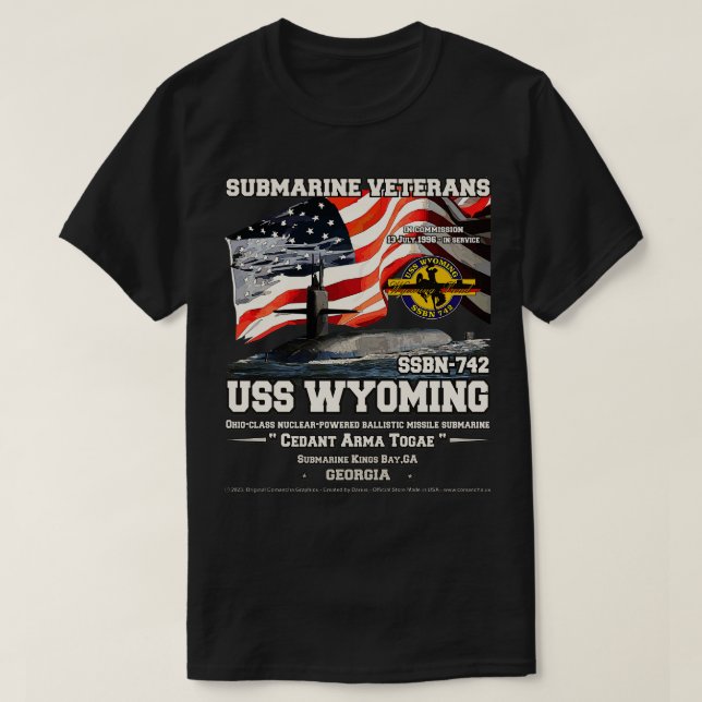 Camiseta Veteranos submarinos USS Wyoming SSBN742 (Diseño del anverso)