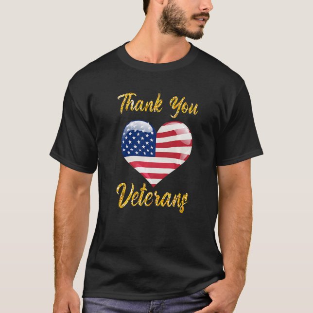 Camiseta Veterans Day with American flag for Men Dad Women  (Anverso)