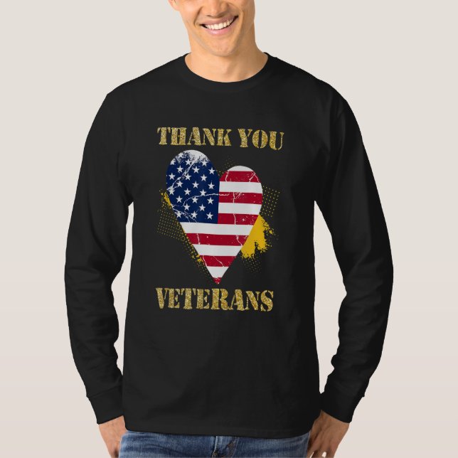 Camiseta Veterans Day with American flag for Men Dad Women  (Anverso)