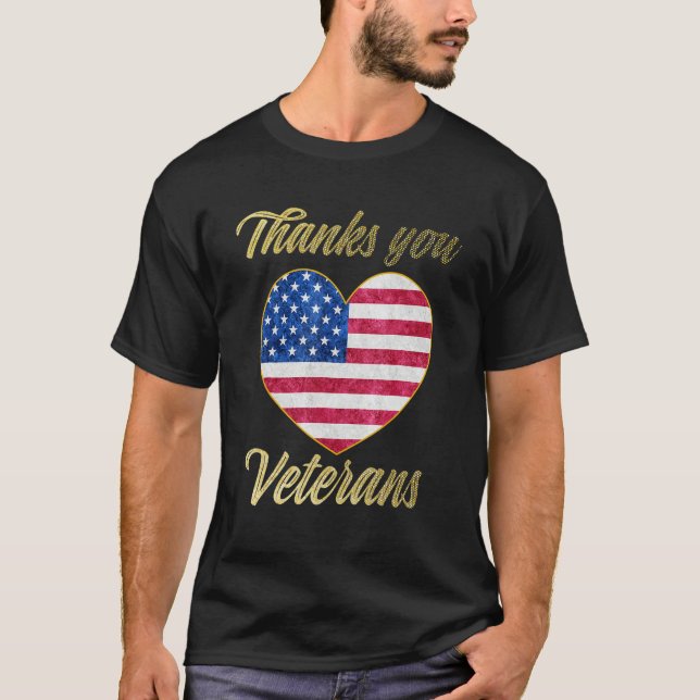 Camiseta Veterans Day with American flag for Men Dad Women  (Anverso)
