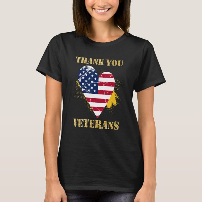 Camiseta Veterans Day with American flag for Men Dad Women  (Anverso)