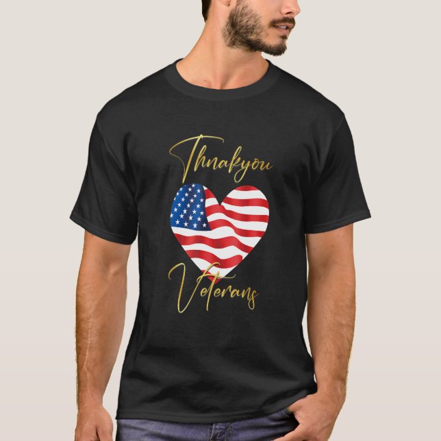 Camiseta Veterans Day with American flag for Men Dad Women  (Anverso)