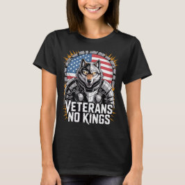 Camiseta Veterans No Kings Wolf Design for Proud Military