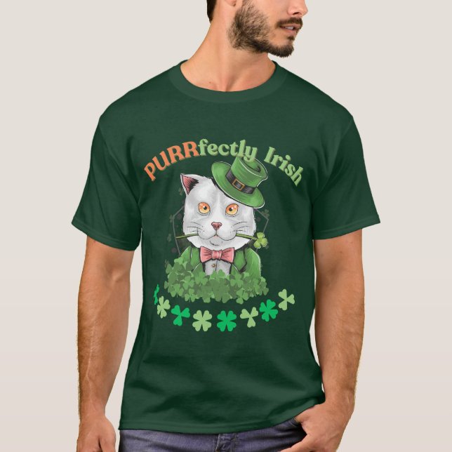Camiseta Veterinaria fanática del gato del Día de San Patri (Anverso)