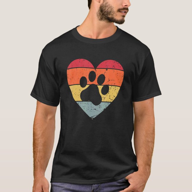 Camiseta Veterinaria Vet Tech Retro Sunset Paw Print Dog C (Anverso)