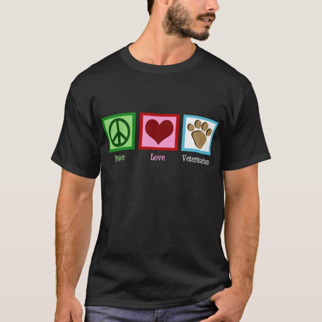 Camiseta Veterinario del amor de la paz (Anverso)