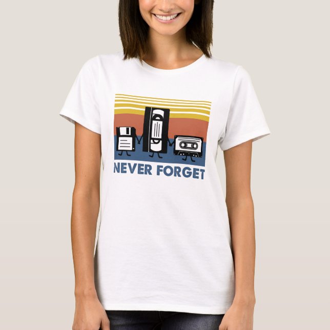 Camiseta VHS Never Forget Cassette Tape 80s Retro (Anverso)