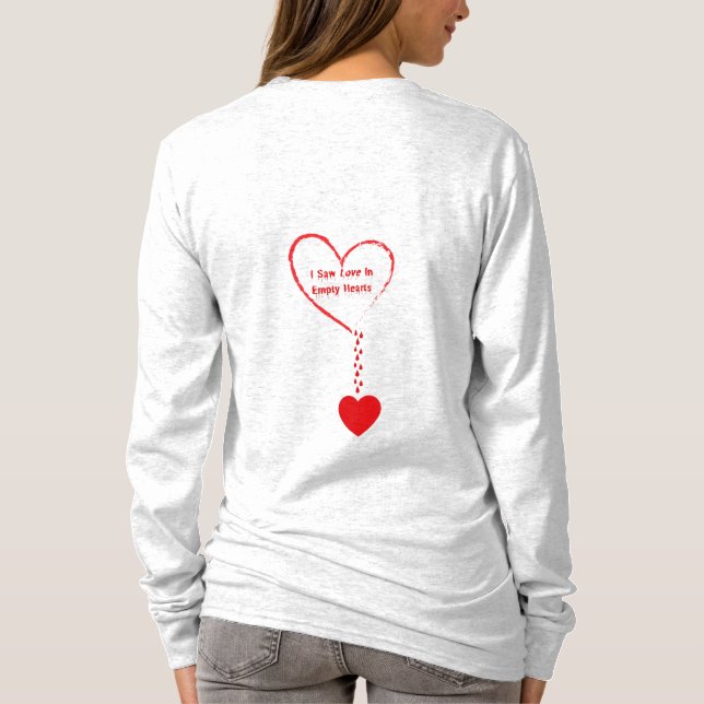 Camiseta Vi Amor En El Diseño De Corazones Vacíos (Reverso)