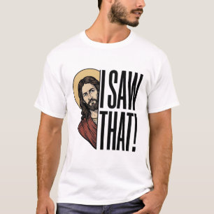 Camiseta Vi ese divertido diseño gráfico religioso_1