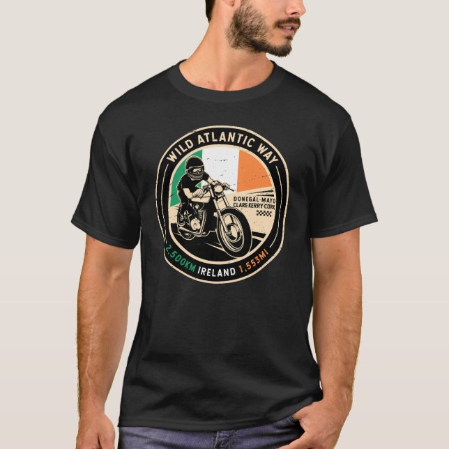 Camiseta Vía atlántica salvaje | Irlanda | Motocicleta (Anverso)