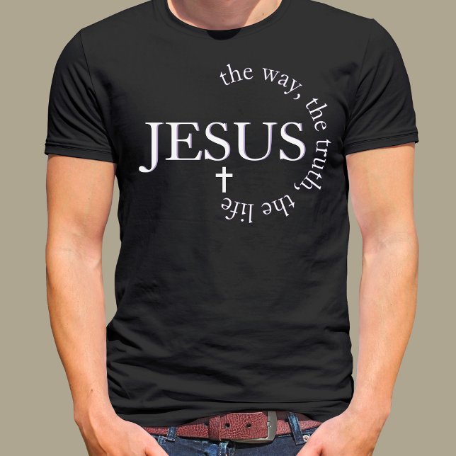 Camiseta Vía Jesús, verdad, vida Juan 14:6 Cruz (Jesus way, truth, life John 14:6 Cross Black T-Shirt)