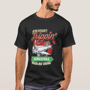 Camiseta Viajando Recto a Singapur Con Mi Tribu Familiar